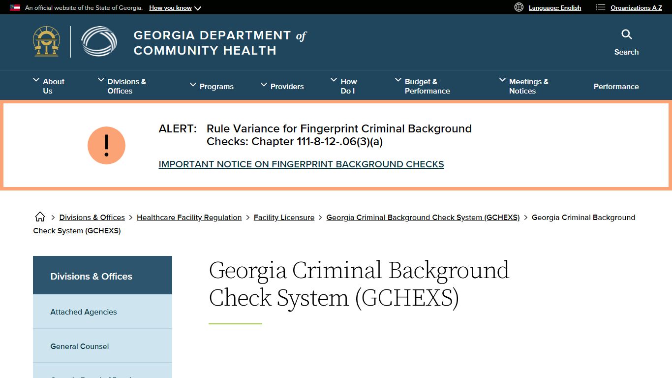 Georgia Criminal Background Check System (GCHEXS)