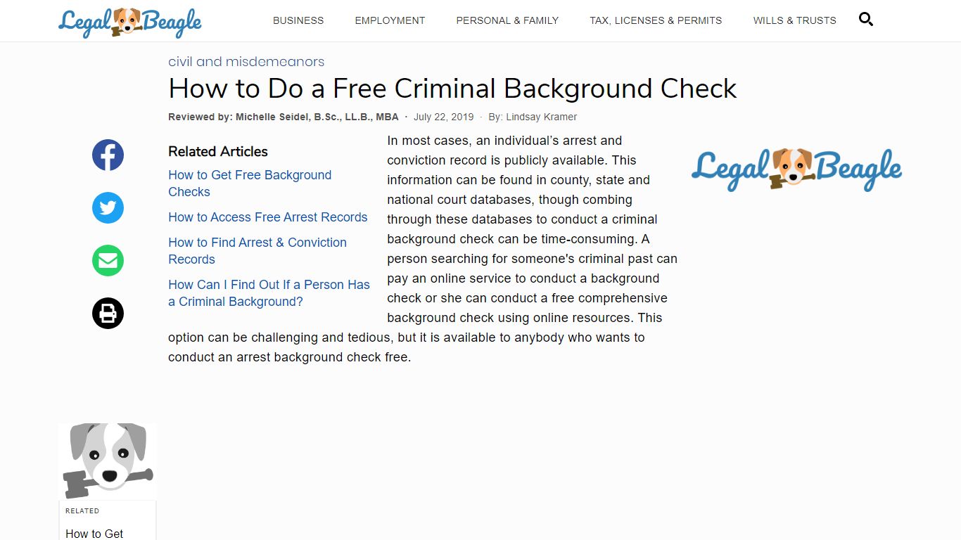 How to Do a Free Criminal Background Check | Legal Beagle